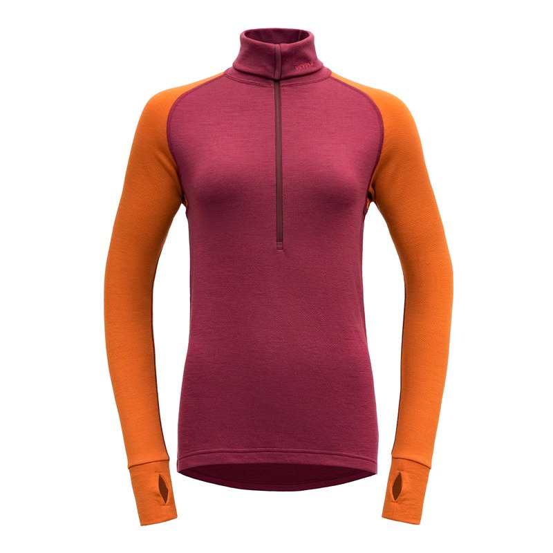 EXPEDITION MERINO 235 ZIP NECK WOMAN BEETROOT/FLAME - Devold New Zealand