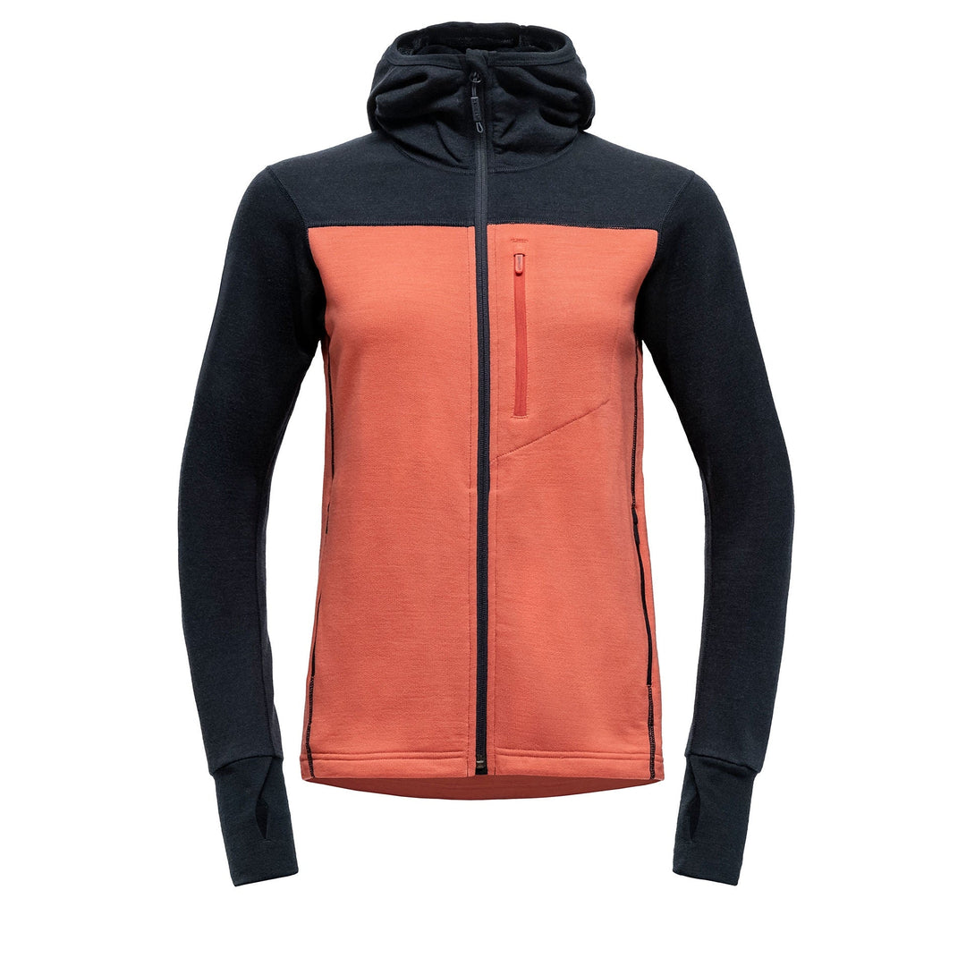 EXPLORER MERINO HOODED JACKET WOMAN INK/CORAL - Devold New Zealand