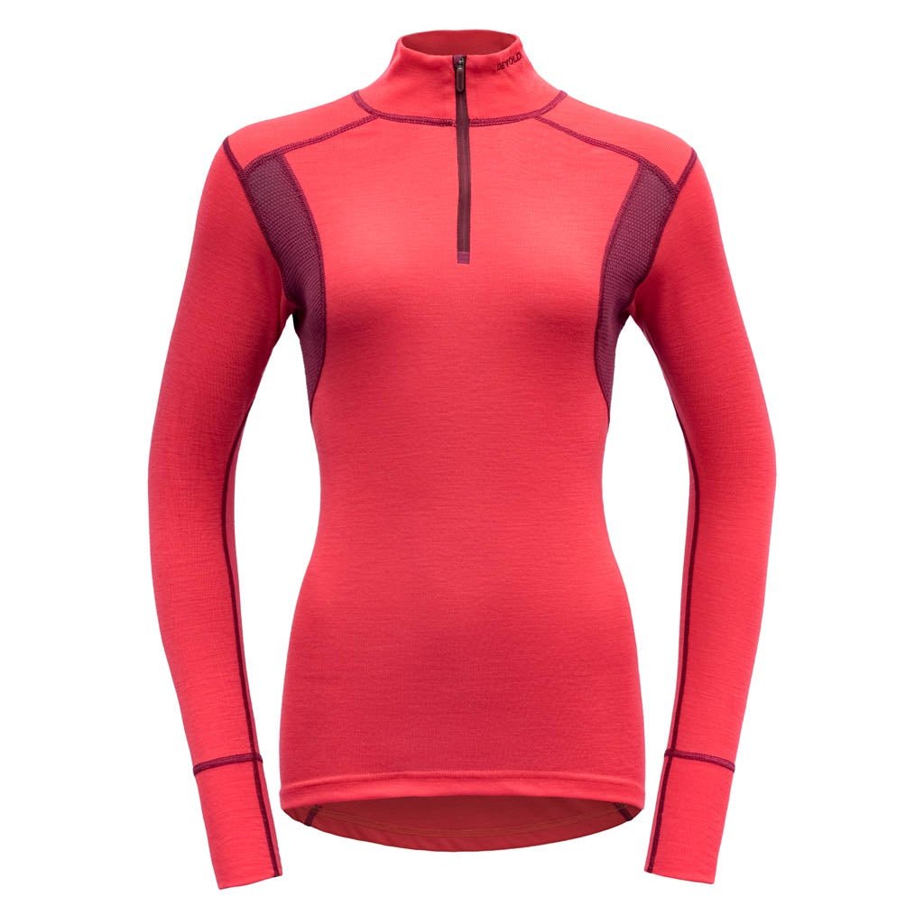 HIKING WOMAN HALF ZIP NECK POPPY/BEETROOT - Devold New Zealand